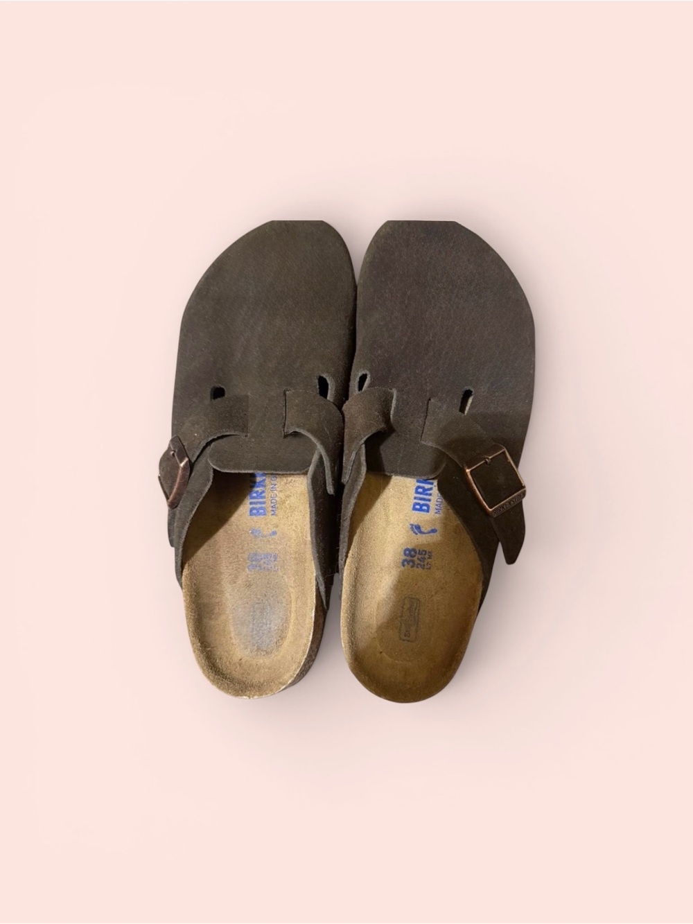 Birkenstock Dark Brown Suede Boston-Style Clogs